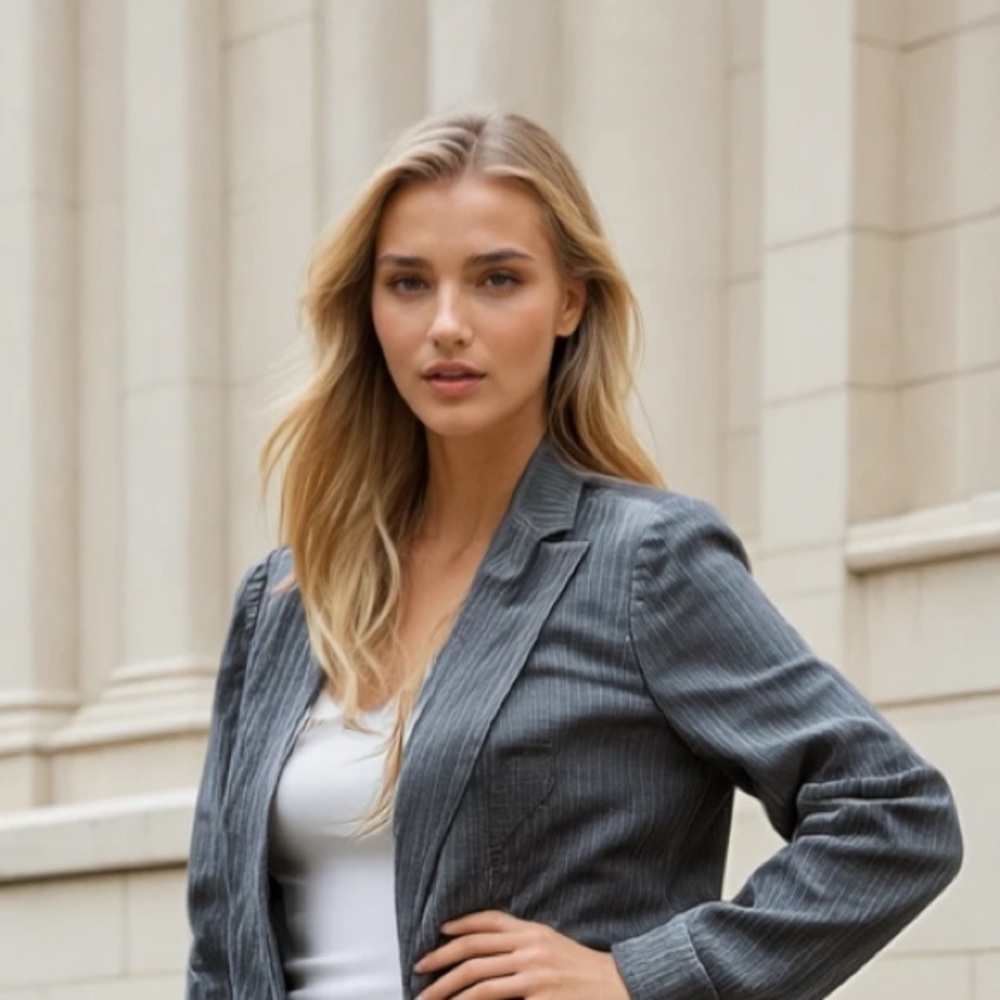 Calvin Klein gray striped stretch blazer 6